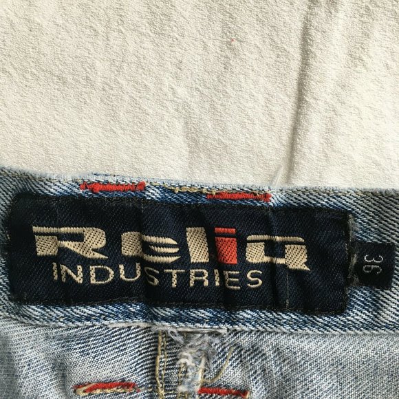 #59 Reliq Industries Denim Blue Wash Jeans Straight Hem High Rise Men's Size 36 - Picture 10 of 11